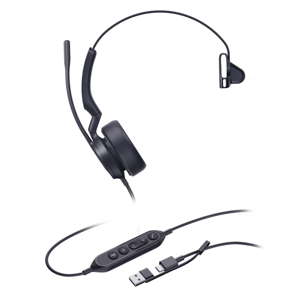 Diadema Alámbrica Yealink UH44 Mono USB-C/A Certificada con Microsoft Teams
