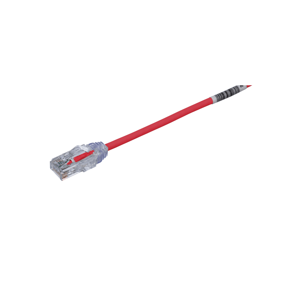 Cable de Parcheo TX6, UTP Cat6, Di?metro Reducido (28AWG), Color Rojo, 6.1 Metros (20 Pies)
