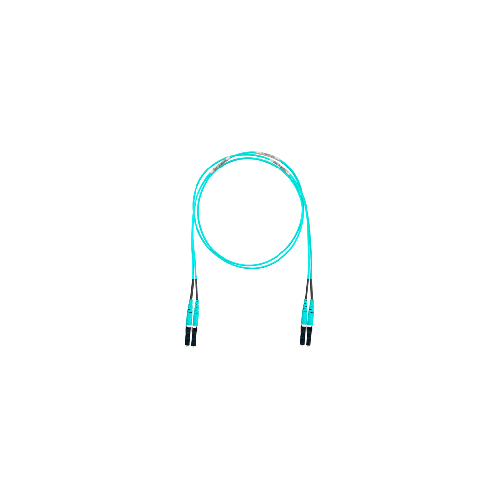 Jumper de Fibra ?ptica Multimodo 50/125 OM4, LC-LC Duplex, OFNR (Riser), Color Aqua, 18 Metros (59.06 Pies)