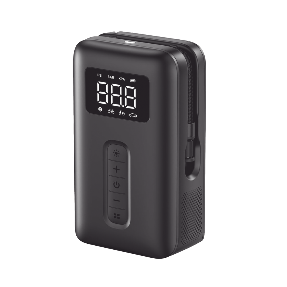 Inflador de Neumáticos | Compresor de Aire Portátil |  Bomba de Aire de 150 PSI | Flujo de Aire de 15L/Min | Con Batería Integrada | Cuenta con Luz LED | Ideal para coches, bicicletas, pelotas de motocicleta.