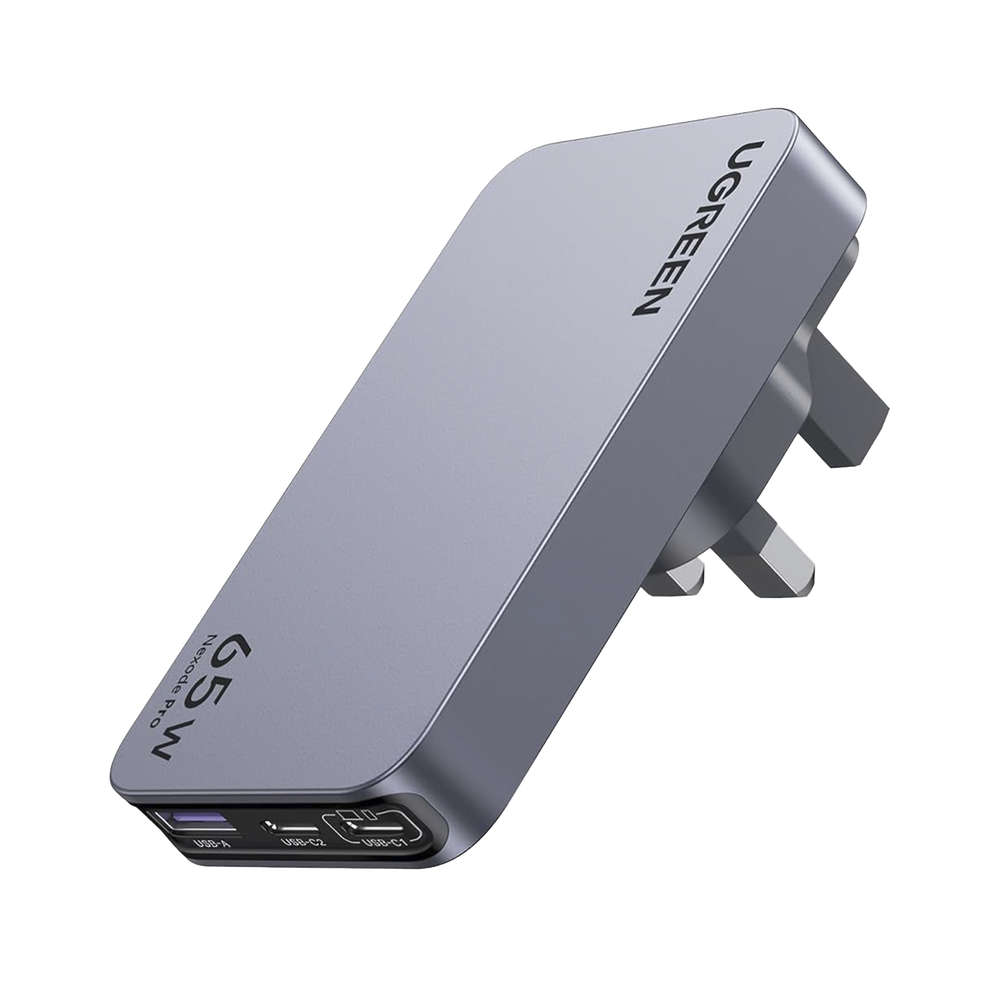 Cargador Rápido GaN 65W UGREEN / 2 Puertos USB-C + 1 Puerto USB-A / Tecnología GaN / Carga Rápida PPS PD 3.0 QC 4.0 / Compatibilidad Universal 100-240V / Diseño Compacto