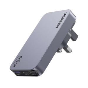 Cargador Rápido GaN 65W UGREEN / 2 Puertos USB-C + 1 Puerto USB-A / Tecnología GaN / Carga Rápida PPS PD 3.0 QC 4.0 / Compatibilidad Universal 100-240V / Diseño Compacto