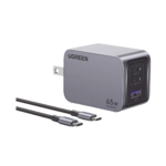 Cargador de 65W serie Nexode Pro | 3 Puertos de Carga Rápida | 2 USB-C | 1 USB-A | Tecnología GaNInfinity | PD3.1 de 65W / QC4.0 | Tecnología de Protección Térmica | Optimiza la Carga | Caja de Aluminio | Incluye Cable U