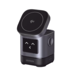 Cargador Inalámbrico Robot 2 en 1 UGREEN Qi2 / 15W Ultra Rápido para iPhone / 5W para AirPods / Pantalla Inteligente con Expresiones / Imanes N48H / Puerto USB-C 5W para Apple Watch / Compatibilidad MPP