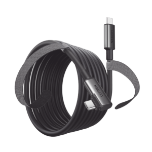 Cable USB-C a USB-C (Cable Link) | 5 metros (16 pies) | Transferencia de Alta Velocidad | Carga Rápida | Un Extremo Angulado | Caja de Aluminio | Nylon Trenzado.