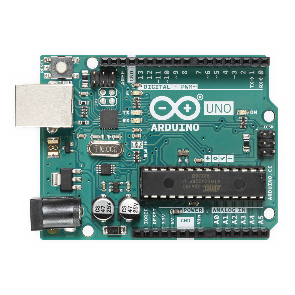 Placa de Desarrollo Arduino UNO R3 / Microcontrolador ATmega328P / 14 Pines Digitales / 6 Entradas Analógicas / USB-B / Compatibilidad Shields / Educación e Industria