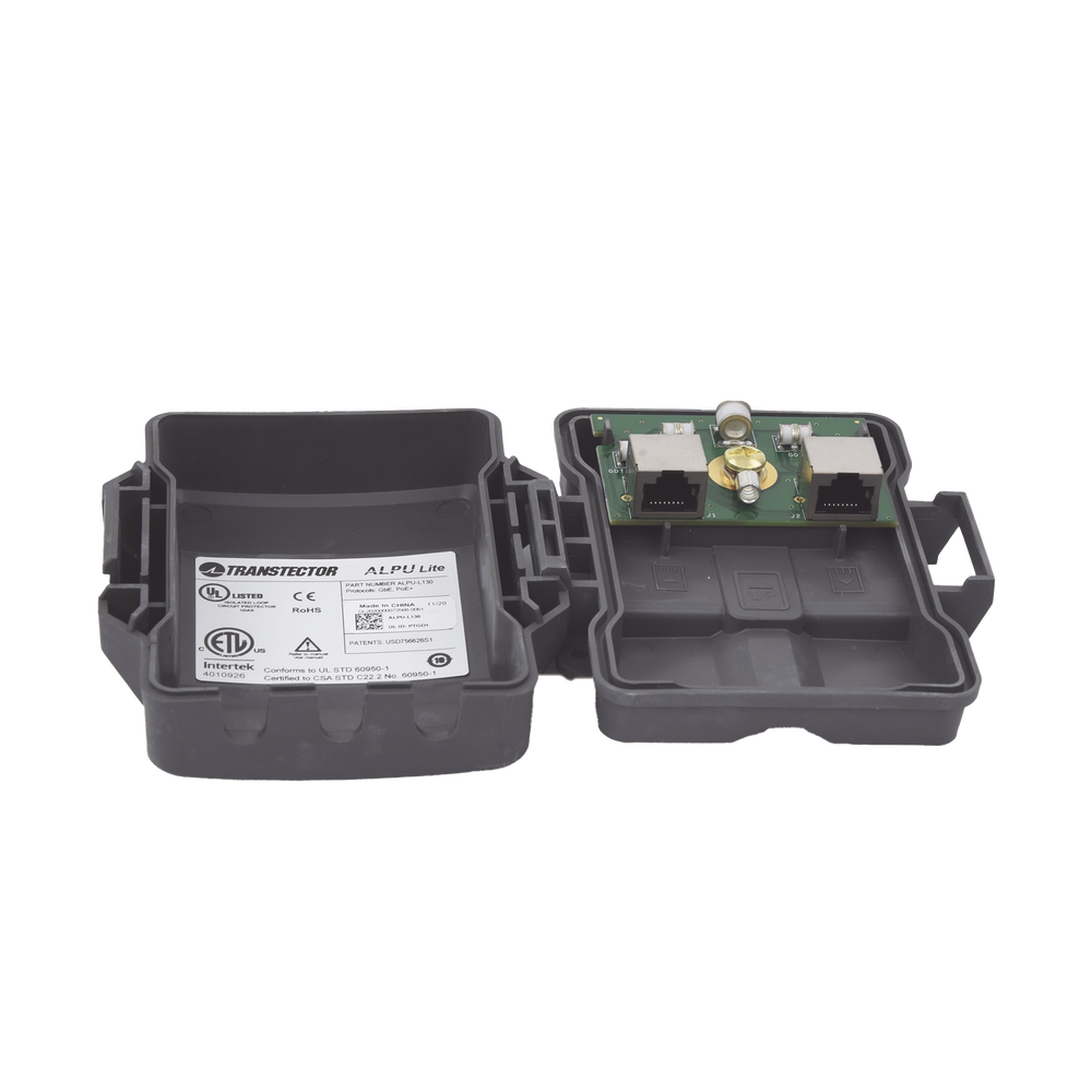 Protector PoE Exterior Gigabit / Tubo de Descarga de Gas GDT / 51W PoE+ / RJ45 Blindado / IP23 / Enlaces Inal?mbricos