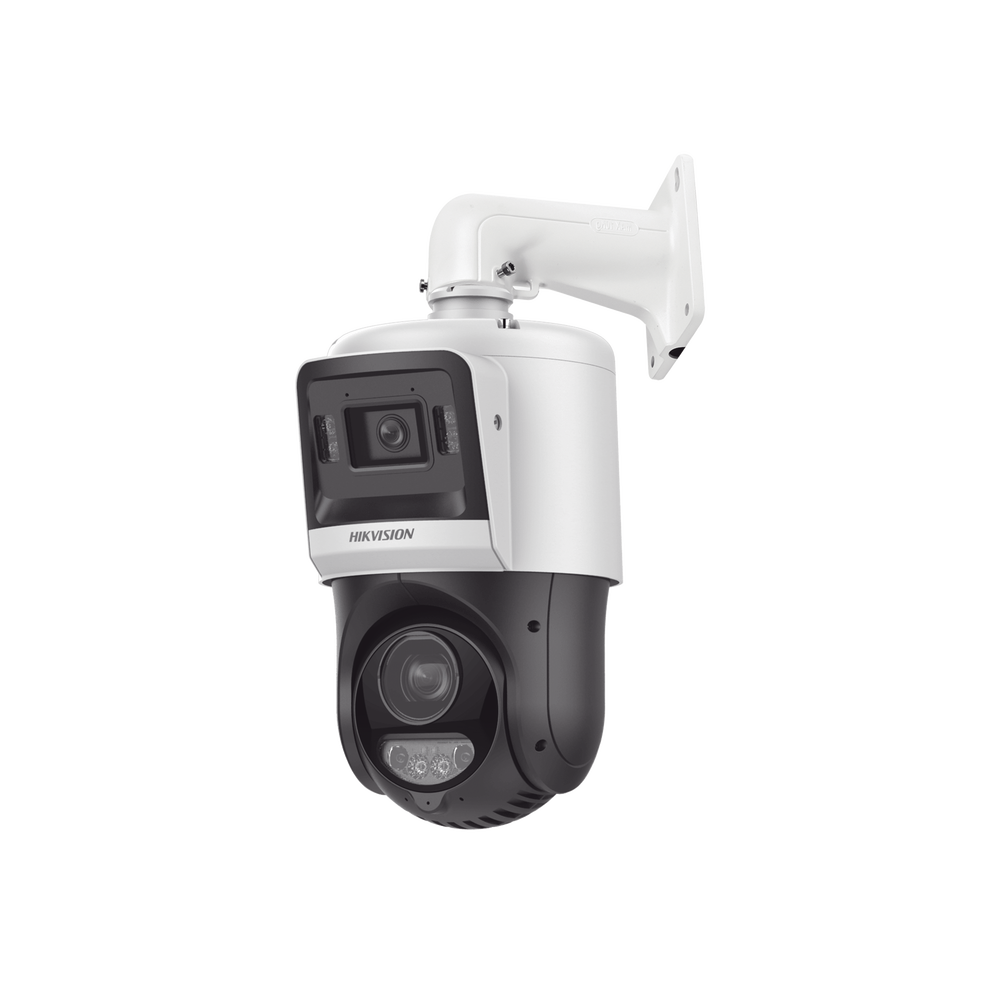 [TandemVu] PTZ IP 4 Megapixel + Cámara Fija 4 Megapixel / 25X Zoom / 100 mts IR + 30 mts Luz Blanca / IP67 / ACUSENSE / PoE+ / 2 Micrófonos Integrados y Bocina / Alerta Audible y Luz Estroboscopica / Alarmas I/O / DARKFIGHTER / Micro SD