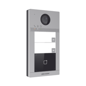 Videoportero IP 2 Megapixel / Llamada y Apertura Remota desde App Hik-Connect (requiere monitor) / PoE / Exterior IP65 + Antivandalico IK08 / 2 Departamentos / Apertura con Tarjeta / Soporta 2 Puertas y hasta 6 Monitores