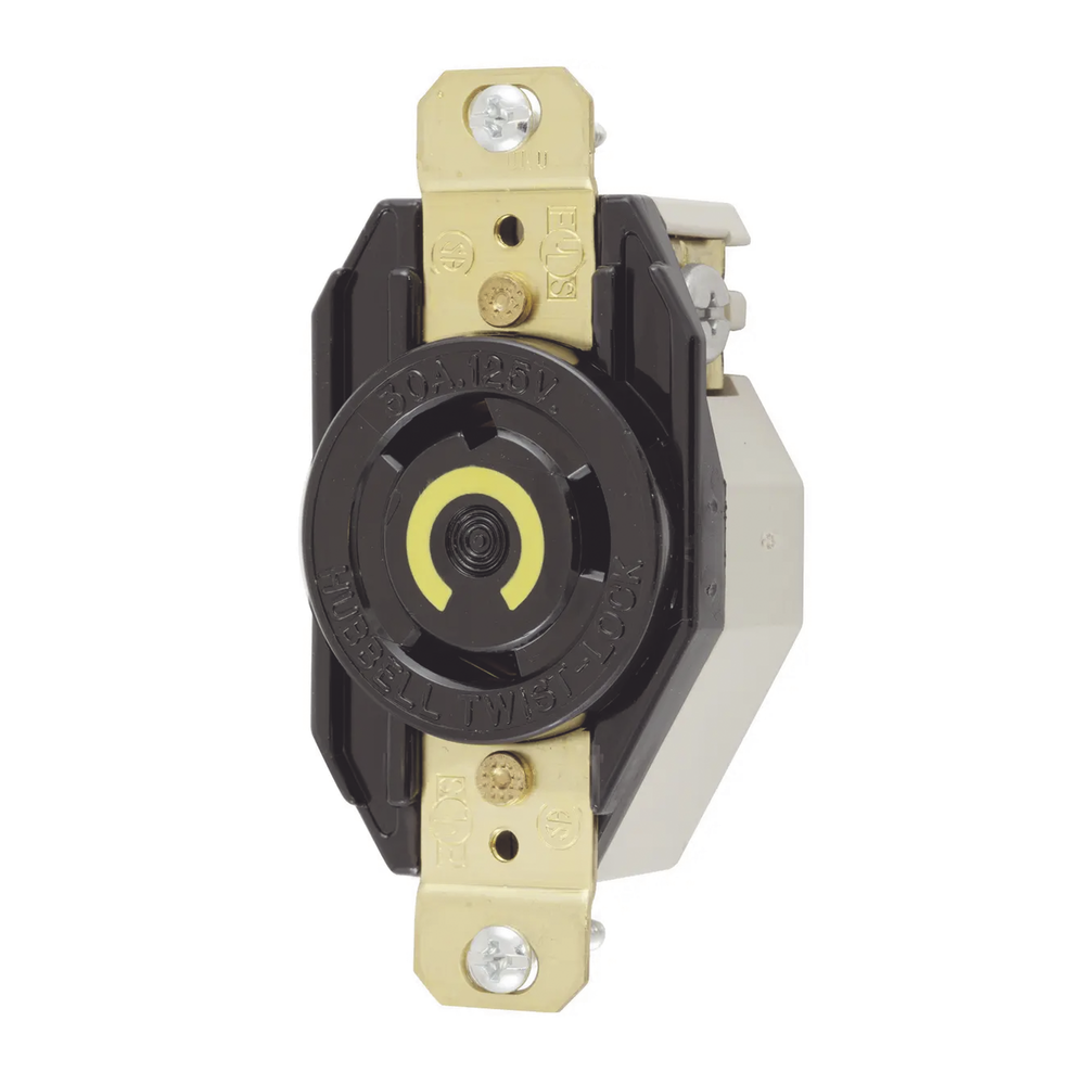 Recept?culo de Media Vuelta Industrial 30 A 125 V CA 2 Polos 3 Hilos (Nema L5-30R) Color Negro