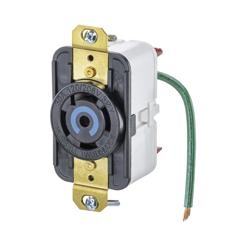 Receptáculo de Media Vuelta Industrial 30 A 120/208 V CA/ Nema L21-30R /Color Negro