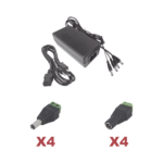 Kit con fuente EPCOM POWER LINE con salida de 12 Vcc a 5 Amper con 4 salidas / Incluye conectores JR52 y JR53