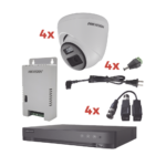 Kit Audio Bidireccional TurboHD 1080p / DVR 4 Canales / 4 Cámaras Eyeball (Exterior) con Bocina y Microfóno Integrado / 1 Fuente de Poder / Accesorios
