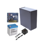 Kit con fuente PLB2 con salida de 12 Vcc a 1.5 Amper, incluye transformador y batería de 12 V a 5.5 Amper