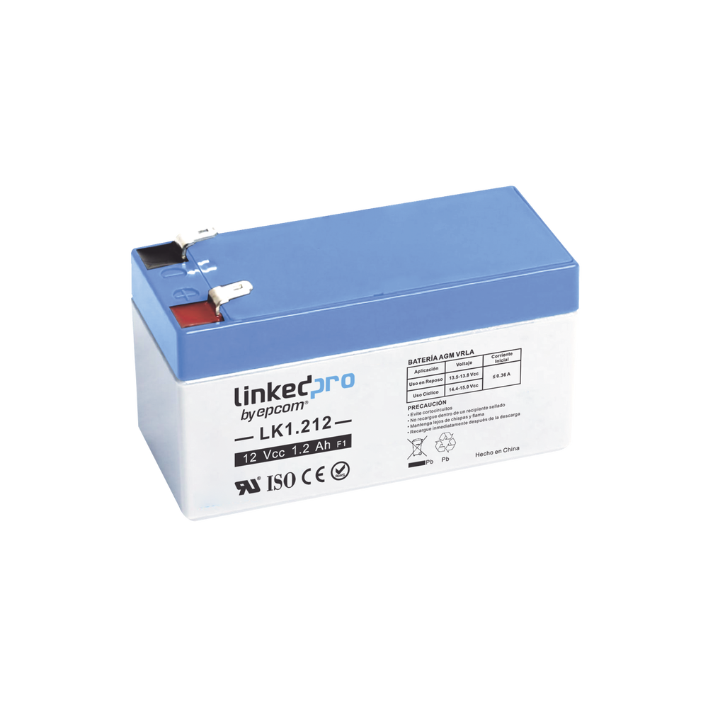 Bater?a 12V / 1.2 Ah / UL / AGM-VRLA Sellada / Vida ?til 5 a?os / Alarmas de Intrusi?n / Incendio / Control de acceso / Video Vigilancia / Terminales F1 (Incluye adaptador F2)