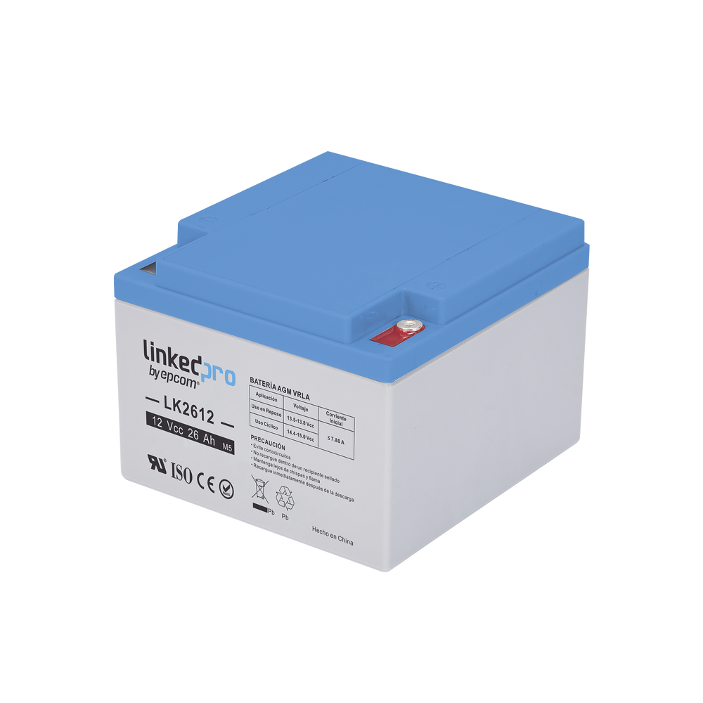 Batería de respaldo 12 V 26 Ah AGM | Especial para Seguridad Electrónica | certificada UL | Vida útil 5 años | Terminales M5