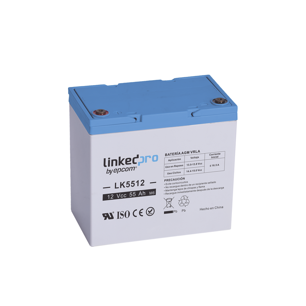 Batería de respaldo 12 V 55 Ah AGM | Especial para Seguridad Electrónica | certificada UL | Vida útil 5 años | Terminales T2