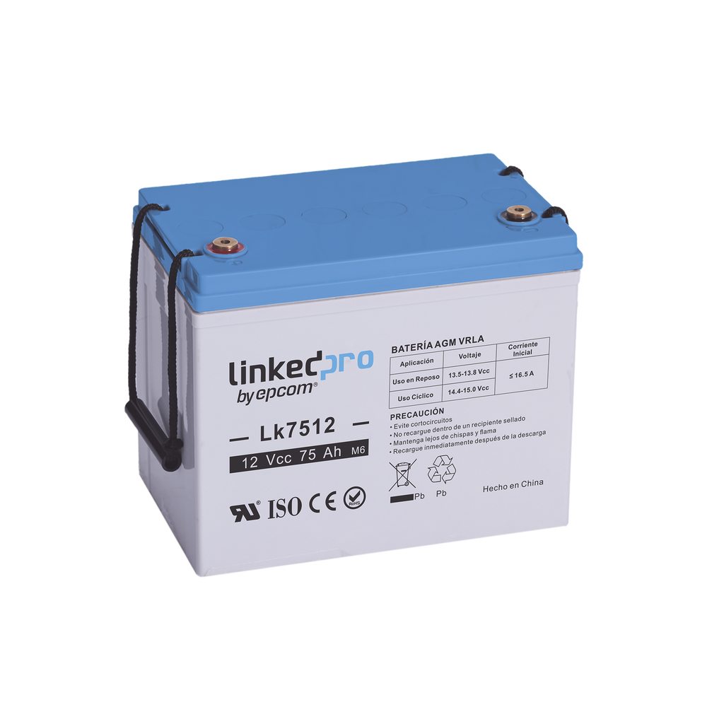 Batería de respaldo 12 V 75 Ah AGM | Especial para equipo electrónico, Sistemas de emergencia y Aplicaciones Fotovoltaicas | Terminales T3