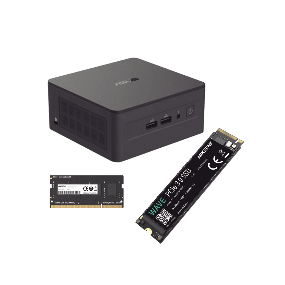Kit / Mini PC NUC Barebone / Core i5 -1340P (13 Gen) / WiFi 6 y 2.5 GbE / Bluetooth / 16 GB RAM / 512 GB SSD / Sin S.O. / 4 Monitores / Incluye Fuente