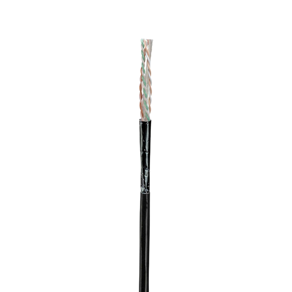 Bobina de Cable UTP de 4 Pares, Con Aislamiento de Fluoropolímero, Cat6A (23 AWG), Uso Interior/Exterior Para Entorno Ambiental de Altas Temperaturas (Hasta 125°C), CMP (Plenum), Color Negro, 305 Metros (1000 Pies)