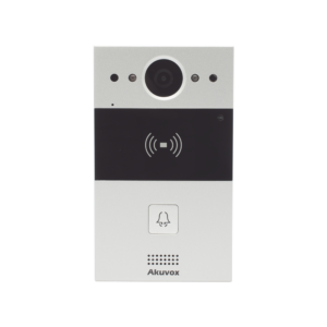 Videoportero de 1 Botón / Lector de Tarjetas MIFARE y PROX EM / Notificación a APP / 100% en la Nube / Notificación por Llamada Telefónica / SIP / ONVIF / IP65 / Cámara 2MP / Panel de Aluminio / Control de 2 Puertas