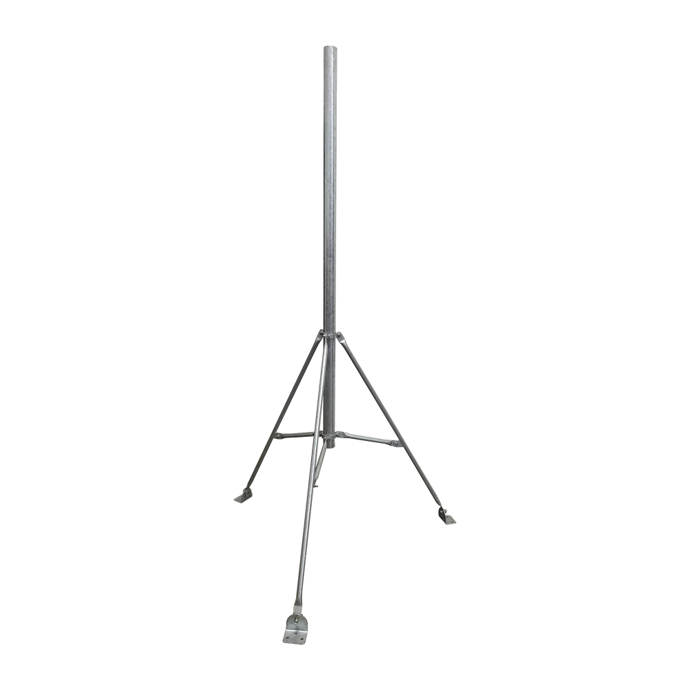 Mastil de 2" x 1.5 metros con Tripie para Instalación en losa. Acero Galvanizado en Caliente.