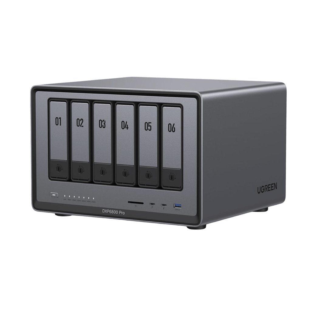 NAS UGREEN NASync DXP6800 Pro / Intel Core i5-1235U 10 Núcleos / 6 Bahías SATA + 2 M.2 NVMe / 2 Puertos Thunderbolt 4 / 2 Puertos 10GbE / 8K HDMI / PCIe 4.0 x4 / DDR5 Hasta 64GB / Compatibilidad Multiplataforma
