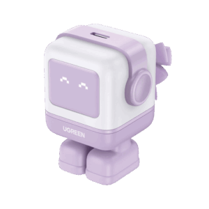 Cargador Mini GaNRobot 30W serie UNO | 1 USB-C de Carga Rápida | Tecnología GaN II | Multiprotocolo PD/QC/SCP/FCA | Carga Inteligente | Pantalla LED | Zapato Magnético Extraíble | Thermal Guard | Color Lila.