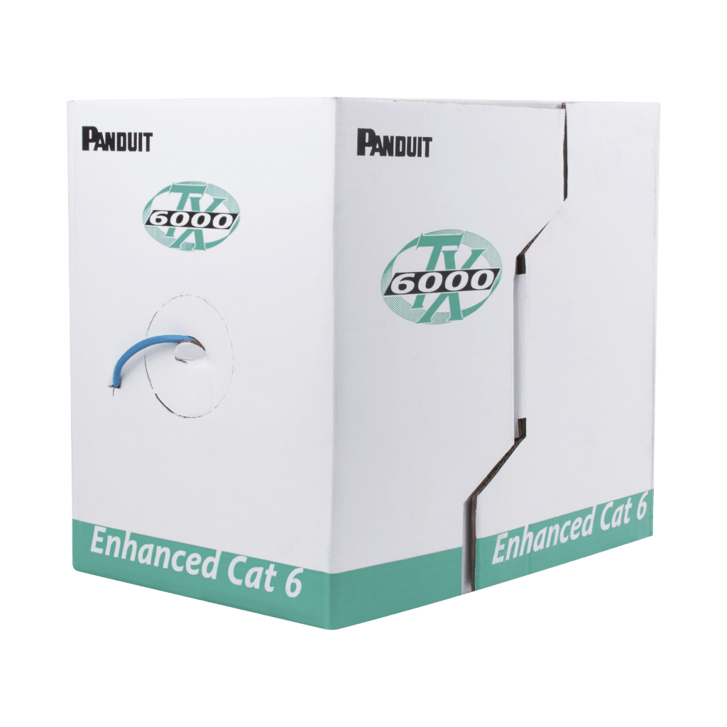 Bobina de Cable UTP 305 Metros (1000 Pies) de Cobre, TX6000™ PanNet, Reelex, Azul, Categoría 6 Mejorado (23 AWG), LSZH (Bajo Humo, Cero Halógenos), de 4 Pares