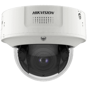Domo IP 8 Megapixel / Lente Mot. 2.8 a 12 mm /  DARKFIGHTER / WDR 120 dB / IK10 / 30 mts IR / Conteo Facial / Detección Facial / Interior / PoE / Búsqueda por Atributos / Micrófono Integrado / Micro SD