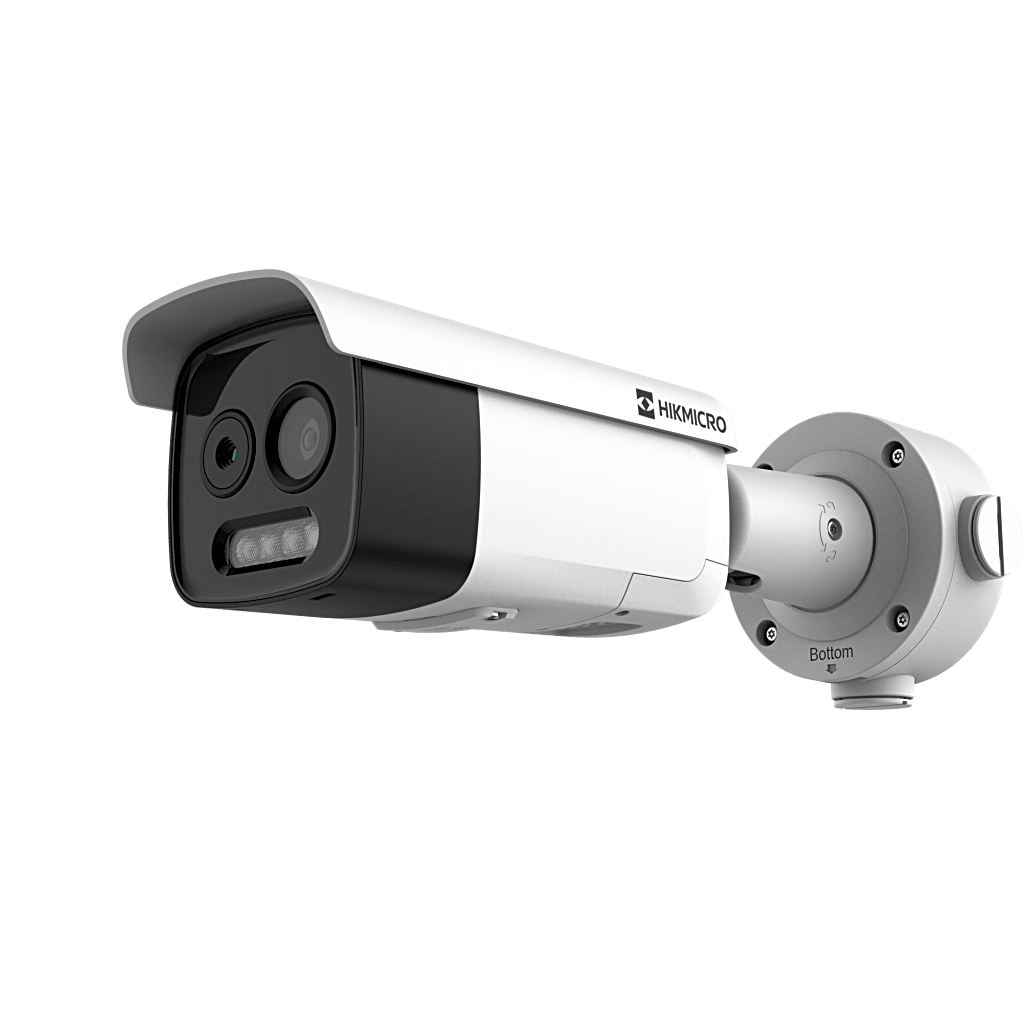 HIKMICRO Cámara Bala IP Dual Térmica y Óptica  / Análisis de Video con GUANLAN AI / Detección Térmica de Incendios y Humos / Medición de Temperatura -20°C a 150°C / Térmica 256 x 192 /