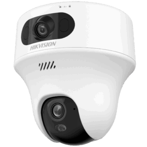 Turret PT 6 Megapixel / Doble Lente (2.8 mm y 4 mm) / Dual Light (10 mts IR + 10 mts Luz Blanca) / Wi-Fi / Interior / Audio Bidireccional (Micrófono y Bocina) / dWDR / H.265+ / 5 VCD (Conector Tipo C)