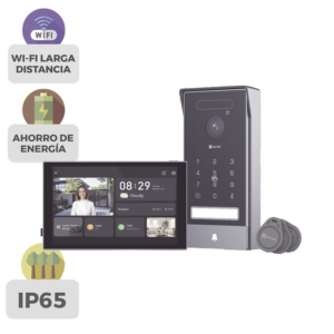 Video Portero Conexión a 2 Hilos Entre Monitor y Frente de Calle / Wi-Fi 6 Dual Band 2.4 y 5GHz con Cámara 4K / Reconocimiento de Venas de Palma / Reconocimiento Facial  / Visión Nocturna en Color / IP65 Exterior Con Protección