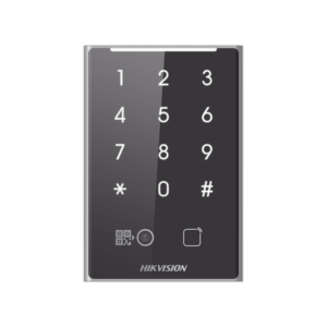 Lector de Tarjetas PROX EM y de Códigos QR / Teclado para Contraseña / Compatible con Controladores DSK2600 Series Hikvision / Comunicación RS485 y WIEGAND / IP65