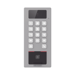 (PoE / 2 Relays) Terminal de Control de Acceso / Videoportero Multiapartamento Llamada a App / Teclado / Exterior Antivandálico IP65 & IK09 / Huella, Tarjeta, Código QR, PIN o App Hik-Connect  / Cámara 2 MP compatible con NVRs
