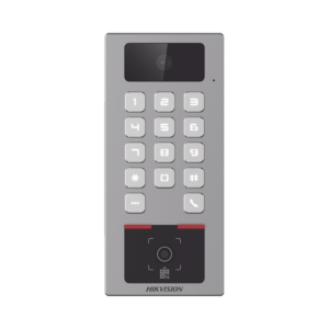 (PoE / 2 Relays) Teclado con Lector Físico de QRs para Exterior Antivandálico IP65 & IK09 con función de Videoportero Multiapartamento / Tarjeta, Código QR, PIN o App HikConnect  / Cámara 2 MP compatible con NVRs /