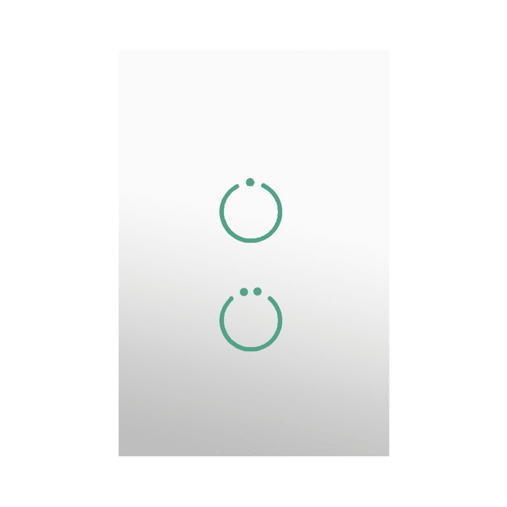 (ZWAVE) Interruptor On/Off panel táctil touch inalámbrico Zwave Plus 2 botones. No requiere cable neutro, Compatible con Hubitat HC8, Álula  M2M, otros