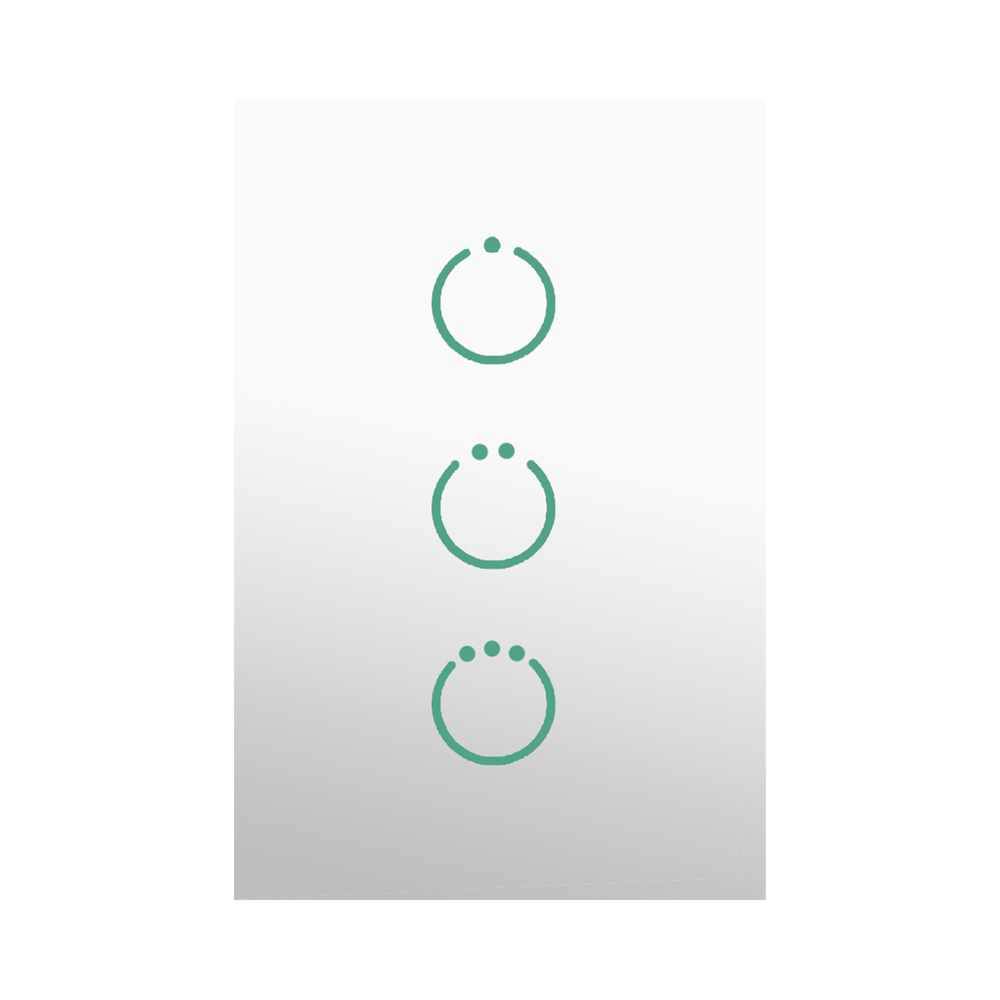 (ZWAVE) Interruptor On/Off panel táctil touch inalámbrico Zwave Plus 3 botones. Compatible con Hubitat HC8, Álula  M2M, otro