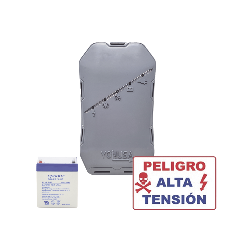 KIT deEnergizador 12,000Volts - .5 Joules / 500 Mts Lineales de Protección / Cercas Electrificadas / Llavero Incluido
