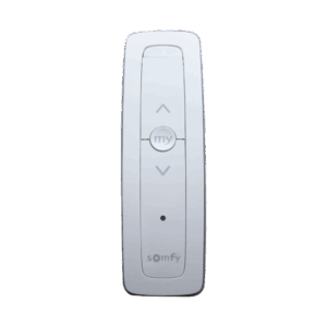 Control remoto 1 canal para motores de persiana Somfy con señal inalámbrica, instrucciones: sube, baja y detener, con posición favorita programada.