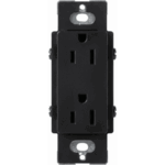 Tomacorriente, receptaculo convencional 120V, 15A, color negro.