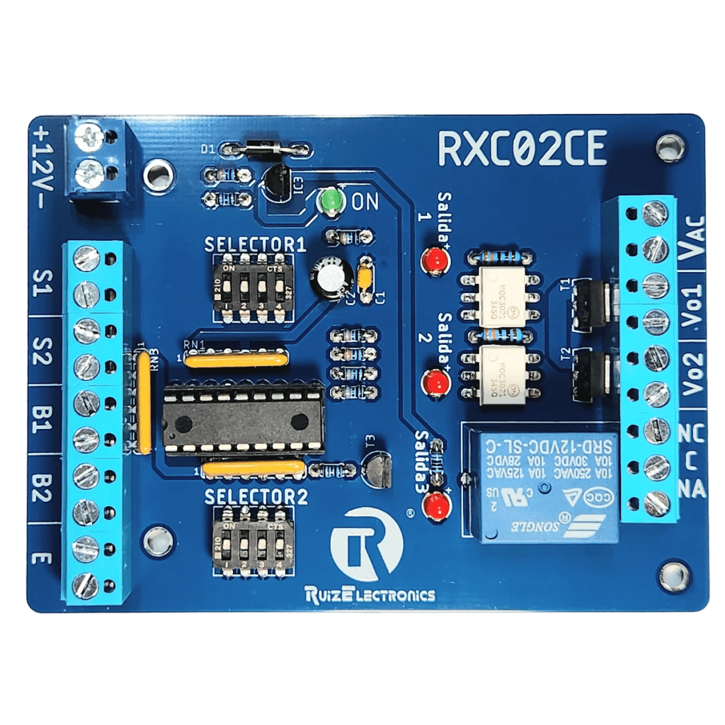 Controlador de Esclusas 2 Puertas / Alimentación 12VDC / Temporizadores Programables 0-30 seg / Entradas NC y NA / Salidas de Pulso 2 seg / Función Emergencia
