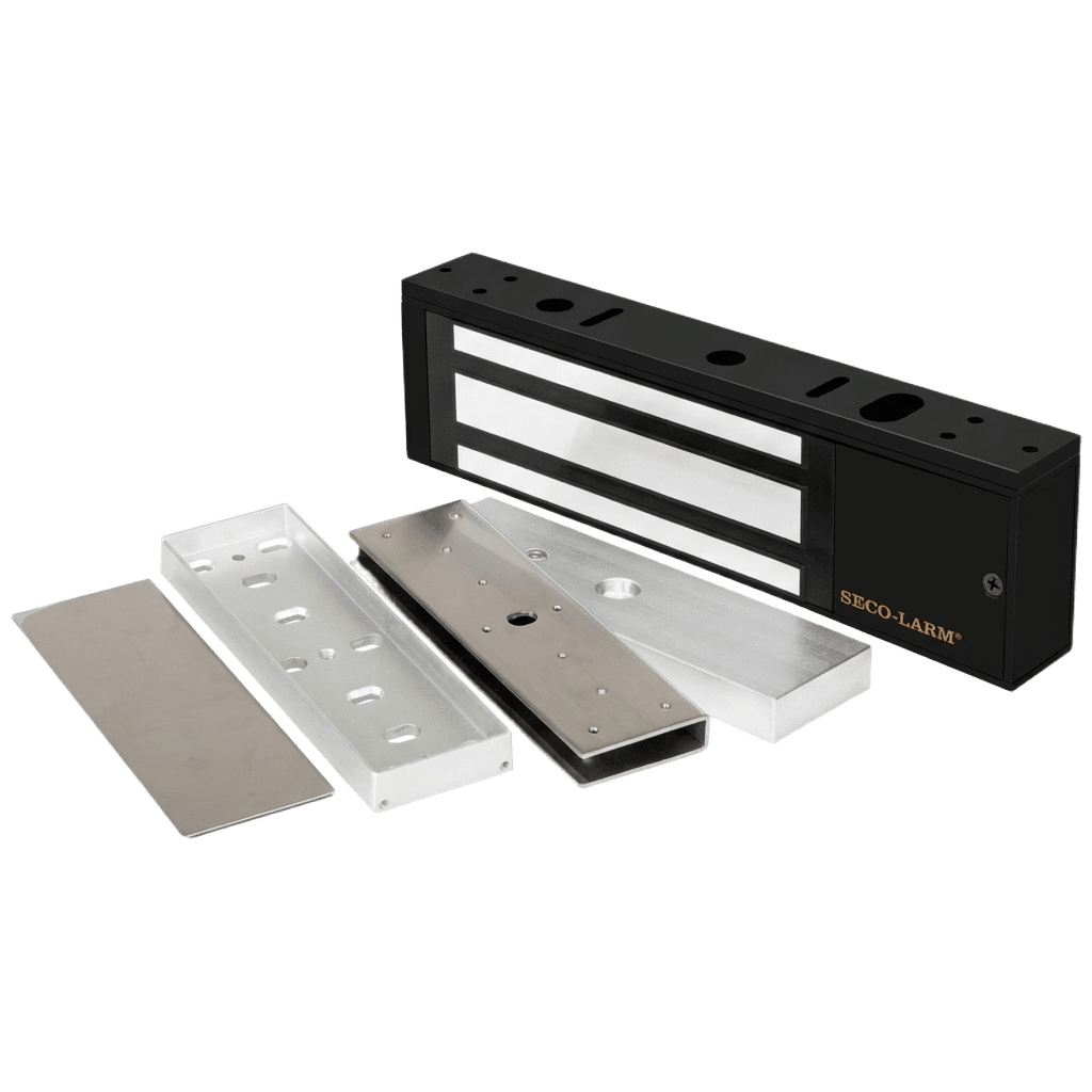 Kit Para Control de Acceso Incluye Chapa Magnética de 1200 Lbs Color Negro / Montaje En "U" Para Puerta de Cristal /  Uso Interior / Certificación UL / Diseño Elegante