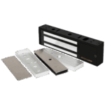 Kit Para Control de Acceso Incluye Chapa Magnética de 1200 Lbs Color Negro / Montaje En "U" Para Puerta de Cristal /  Uso Interior / Certificación UL / Diseño Elegante