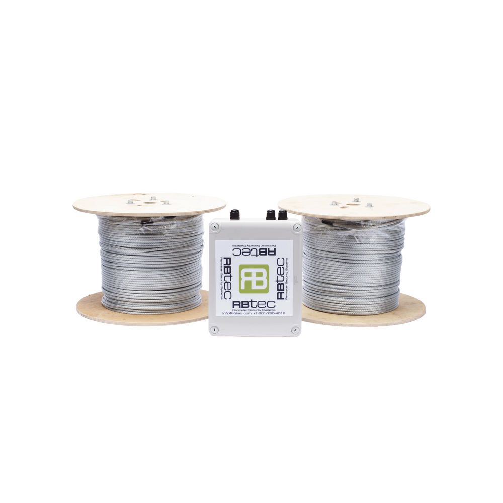Cable Sensor Perimetral IRONCLAD / 610 m (2,000 ft) / 2 Zonas / Cerca Ciclónica / Sin Falsas Alarmas por Viento / Tarjeta LPU400 / Calibración por Software