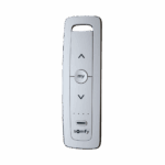 Control remoto 5 canales para motores de persiana Somfy con señal inalámbrica, instrucciones: sube, baja y detener, con posición favorita programada.
